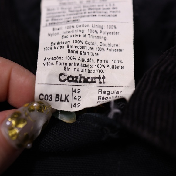 CARHARTT Jacket Black C03 Union Made Quilted Liner Work Chore Coat Men - Picture 3 of 7